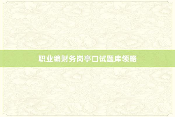 职业编财务岗亭口试题库领略